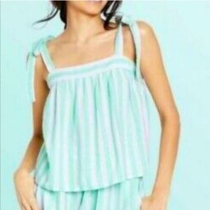 STONEY CLOVER LANE X TARGET Women's Stripe Tie Strap Top -Large